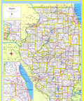 Laminated Illinois Map Style D 20x30 Wall Poster for Classrooms and Homes with dope vivid colors and high resolution detailing