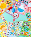 24 Pack Science Theme Make Your Own Face Stickers For DIY Crafts And Nerdy Science Party Games with mix and match designs