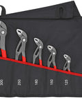 Five Piece Cobra Pliers Set With Durable Tool Roll Bag And Size Markings, Includes 87 01 125 150 180 250 300 Adjustable Pliers