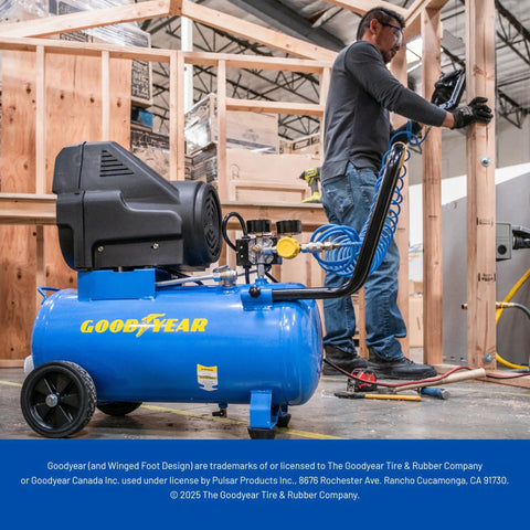 Kickass Oil Free Portable Air Compressor 8 Gallon Horizontal Tank 150 PSI Max Pressure Plug And Play Setup Built Different Quick Fill Powerhouse in use.