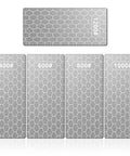 Knife Sharpening Stone Set With Five Grits 400 600 800 1000 1200 Including Extra Fine And Coarse Plates Non Slip Base Honeycomb Design