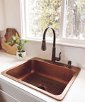 Fuller Copper Sink Bottom Grid with Antique Brown Vinyl Coating in Rosa Copper Sink, heavy duty protector.