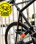 Heavy Duty 10mm 3 Foot Bike Chain Lock With Keys Sold Secure Gold Rating Pinless Link Design securing a bike to a railing.