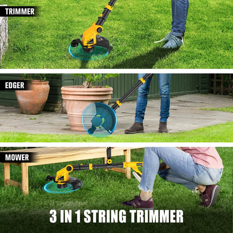 3 In 1 Cordless String Trimmer Tool Only, 12 Inch Auto Feed Weed Eater, Lightweight Electric Weed Wacker And Edger for Lawn