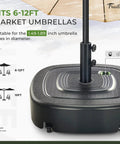 Mobile Umbrella Base With Four Wheels 154 Lb Capacity Fillable With Water Or Sand Heavy Duty Wind Resistant Market Stand