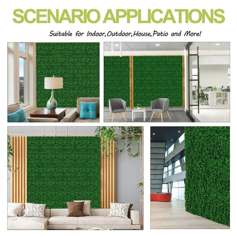 Boxwood Hedge Wall Panels 24 Pack 20x20 Inch Realistic Thick Artificial Greenery Backdrop for indoor and outdoor decor