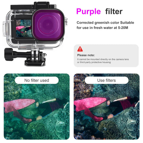 Essential Underwater Diving Kit For DJI Osmo Action 5 Pro 4 3 Waterproof Housing with Purple Filter and Buoyancy Handle