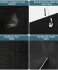 Close-up of Heavy Duty Over The Door Shoe Organizer With 24 Spacious Pockets showing breathable mesh, rust-proof hooks, and durable fabric.