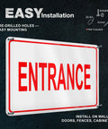 Clear Reflective Entrance Sign For Businesses, 8x12 Inch Rust Free Aluminum, Enter Here, Pre Drilled For Easy Mount, Weatherproof UV Protected Outdoor Sign That Grabs Attention And Directs Guests To The Correct Entry Point.