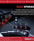 Universal Joint Set For One Half Inch, Three Eighths Inch, And One Quarter Inch Drive on aluminum rail with angle socket adapters