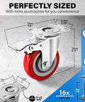 Heavy Duty 4 Inch Caster Wheels Set Of 4 With Brakes 2200 Lbs Load Capacity Lockable Cart Wheels 360 Degree Rotatable