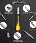 Pro Grade 16 Piece Hobby Knife Set With Interchangeable Blades showing anti-slip handle and high carbon steel blades