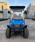 Front view of Smooth Operator Six Passenger Electric Golf Cart With Custom Paint Jobs, 48V 105ah Lithium Battery, 4kw Motor.
