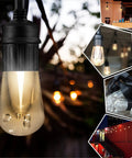 48 Ft Soft Warm White Outdoor String Lights With Shatterproof Acrylic Bulbs, Waterproof Patio Lighting for balcony deck