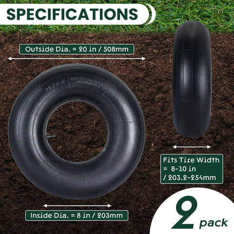 2 Pack Beefy Heavy Duty Inner Tubes Fit 20x8.00-8 Through 20x10-8 Universal Tire Tubes With TR13 Straight Valve for outdoor use