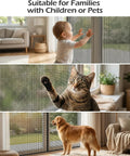 Six Piece Window And Door Screen Replacement Repair Kit With Charcoal Fiberglass Mesh Vinyl Spline Tools For Busted Screen Holes with children and pets.