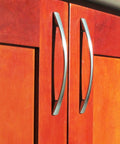 6.5 Inch Satin Nickel Cabinet Pulls Kit on wooden doors, Zinc Alloy Body Dresser Drawer Handles, 128mm Center To Center