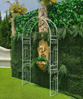 White Wedding Garden Arch Arbor With Curved Metal Archway For Climbing Plants Roses And Vines Backyard Patio Lawn Outdoor Ceremony Ready To Stand Up To Wind Heavy Duty Iron Frame With Powder Coating Anti Rust And Easy Setup