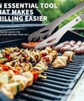 Heavy Duty Rosewood Handle BBQ Grill Tongs Measuring 16.7 Inches Long, Premium Stainless Steel Grilling Tool For Outdoor Barbecues