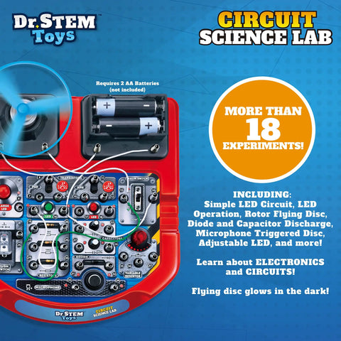 Hands On Real Circuit Wiring Kit For Kids With LED Lights And A Flying Fan Fun 18 Cool STEM Experiments For Boys And Girls 8 And Up Premium Wires No Cheap Snap Circuits Learn Real Electronics By Building. red circuit board with battery pack and fan