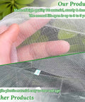 Hand holding ultra-fine mesh material of Two Pack Garden Netting For Raised Beds 4.3x2ft, showing durability and texture.