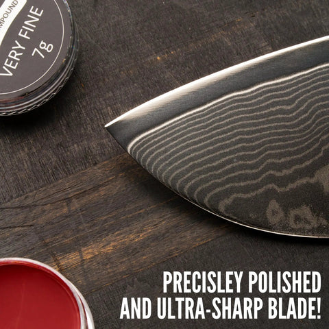 Ultra-sharp blade sharpened with Pro Grade Leather Knife Strop With Double Sided Stropping Leather And Polishing Compound Handmade In Poland