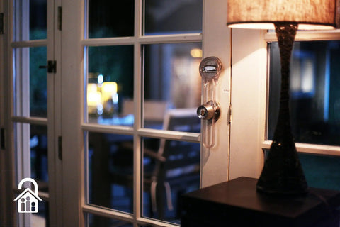 Beefed Up Anti Bump Deadbolt Door Lock With Magnetic Locking System Keeps Intruders Out installed on glass door