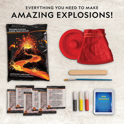 Ultimate Volcano Kit For Kids With 3X Eruptions And Pop Crystals That Add Sound, STEM toy with plaster and pop crystals