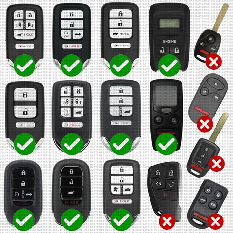 Super Reliable Honda Smart Key Fob Replacement Batteries Pack Of Two Cr2032 Cells For CRV And More with comparison of working and non-working remotes.