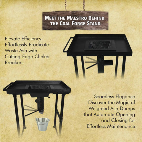 Coal Forge Stand With Fire Pot And Hand Blower For Blacksmithing Heavy Duty Steel Forge Starter Kit with ash dump