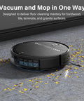 2 In 1 Robot Vacuum And Mop Combo With Slim 2.87 Inch Design, Wi Fi App And Voice Control cleaning tiled floor with debris