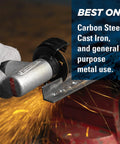 Beefy Three Inch Cut Off Wheel Type One Sixteenth Inch Thick With Three Eighths Inch Arbor A36T 56091 in use on metal