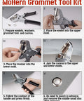 DIY Grommet Kit With 3/8 Inch Metal Grommets pliers instructions for leather, shoes, belts, bags, fabric projects