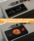 Heat Resistant Glass Stovetop Cover For Electric Stoves 21 By 29 Point 5 Inches Fireproof Waterproof Shield in use on countertop