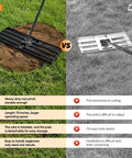 Comparison of Beast Lawn Leveling Rake With 30 By 10 Inch Plate And 73 Inch Stainless Steel Handle vs competitor on lawn