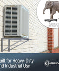 Beefed Up 30 Inch Wall Mount Brackets For Mini Split AC System supporting unit, 600 lb capacity elephant comparison inset