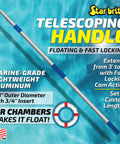 Extendable Boat Brush Handle With 3 To 6 Ft Reach Floats Quick Connect Compatibility Fits Extend A Brush Accessories Built From Aircraft Grade Aluminum Made In USA telescoping marine aluminum handle