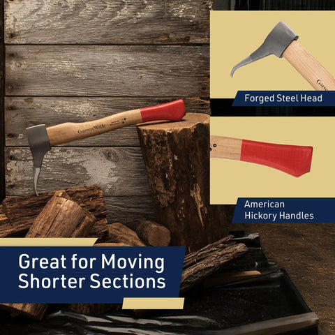 15 Inch Pickaroon Log Lifter With Steel Head and Hickory Handle, ideal for dragging logs and firewood handling, side view