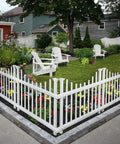 No Dig Washington Fence Kit With White Vinyl Picket Panels, Two Panels, 2.5 Ft High By 3.5 Ft Wide Each, Easy DIY Garden Border