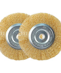 Six Inch Brass Wire Wheel For Bench Grinder With Half Inch And Five Eighth Inch Arbor, Fine Crimped Wire Brush For Deburring And Polishing