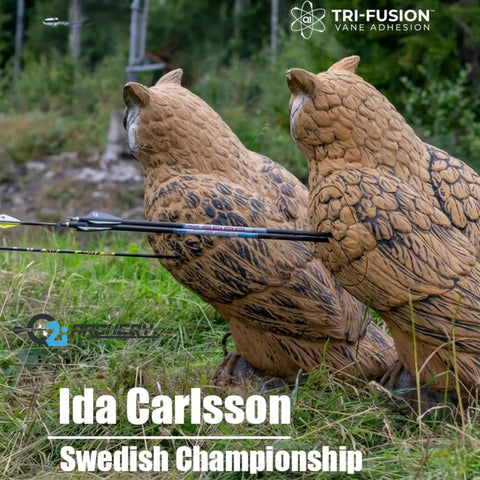 Pair of target arrows with "White High Performance Arrow Fletching Vanes With Tri Fusion Adhesion Technology For Target Archery"