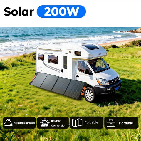 On The Go 200W Foldable Monocrystalline Solar Panel With ETFE Coating 23.5 Percent Efficient Solar Charger near RV
