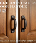 Heavy Duty Cast Iron Door Pull Handles Set Of 2 In Black Antique Finish for sliding wood cabinets
