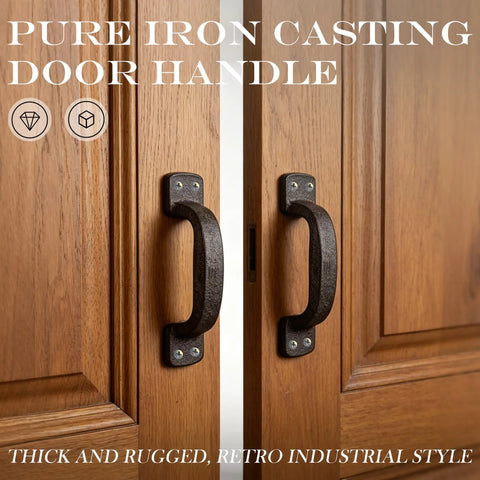 Heavy Duty Cast Iron Door Pull Handles Set Of 2 In Black Antique Finish for sliding wood cabinets