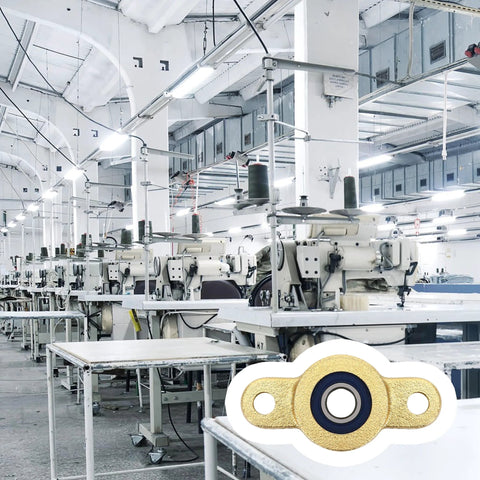 Four pillow block bearings for 6 mm shaft, 1/4 in bore, cast-iron housing, 2-bolt flange, set-screw locking
