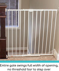 Tall Easy Swing and Lock Baby Gate Series 2 Hardware Mounted Metal Safety Gate for stairs, full width view in hallway.