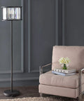 Oil Rubbed Bronze 63-Inch 3-Light Floor Lamp With Metal Frame And Crystal Accents, Glam Contemporary Standing Light In Living Room