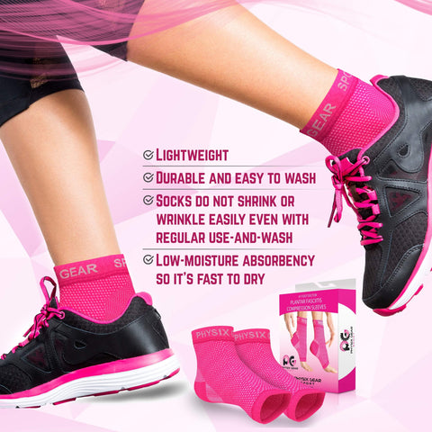 Plantar Fasciitis Relief Socks With Arch Support For Men And Women, Toeless Ankle Compression Sleeve For Foot Pain, Swelling And Heel Spur Relief, No Motion Restriction, All Day Comfort, Pink Size L XL