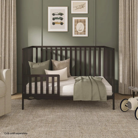 Toddler Guard Rail For Convertible Crib In Chocolate Chip Finish Solid Wood Bed Rail For Easy Toddler Bed Conversion
