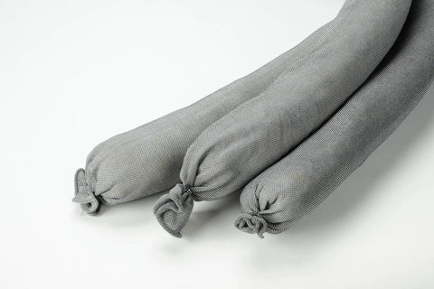 Universal Spill Containment Socks 3 x 48 Inches 2 Pack For Oil Water And Chemicals Absorbs Motor Oil Coolant Hydraulic Fluid Solvents And Water Fast Acting Durable Absorbent And Versatile Spill Response, three gray absorbent spill socks